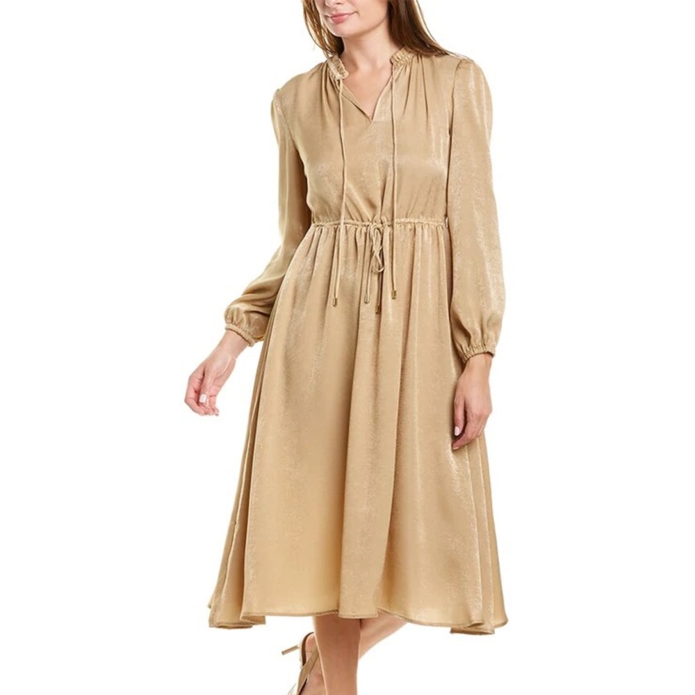 Size medium T Tahari tie front peasant midi dress